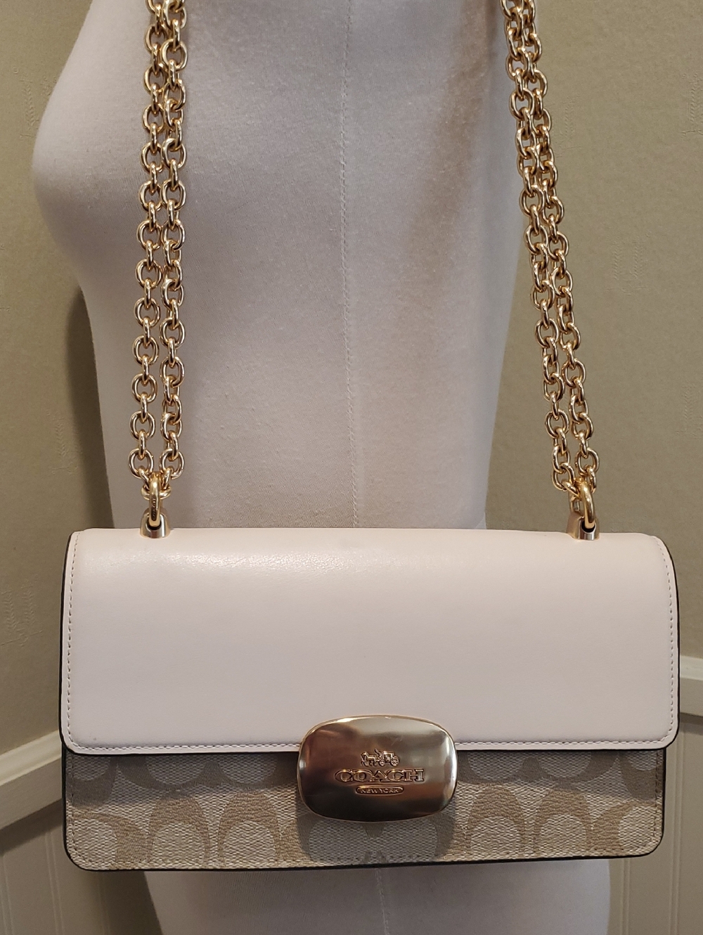 Coach Eliza Flap Crossbody In Light Khaki Signature Canvas